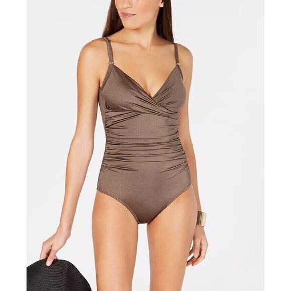 Calvin Klein Other - Calvin Klein Twist-Front Tummy-Control One-Piece Swimsuit Size 8 Bronze